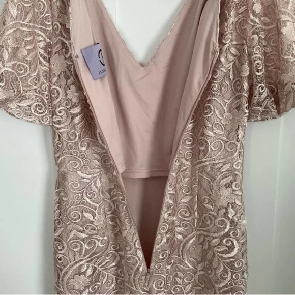 JS COLLECTIONS RIVER PUFF SLEEVE lace COLUMN GOWN dress Size 8 Blush new!!! - Picture 8 of 16